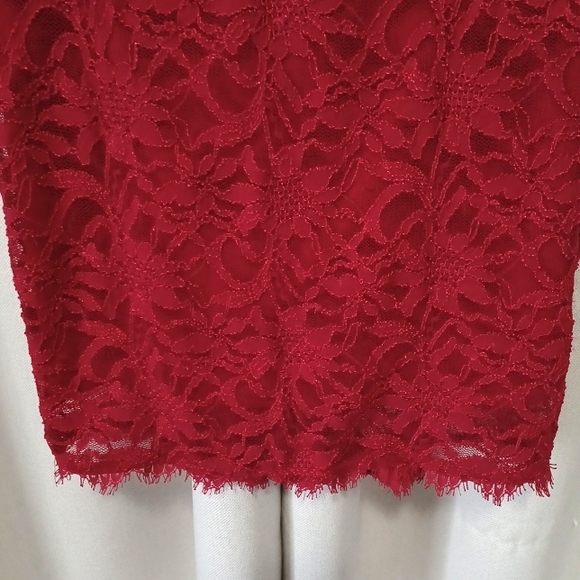 Red Lace Long Sleeved Dress - Picture 3 of 6